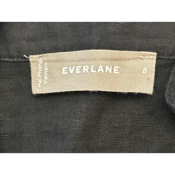 Everlane Black 100% Linen Button Front Picnic Cropped Sleeveless Top Shirt 8 M - Picture 7 of 8